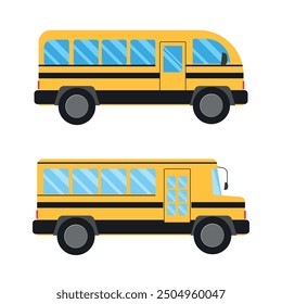 Set of simple vintage minibus isolated on white background.vector illustration.	