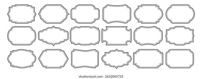 Set of simple vintage style frames. Retro frame. Elegant ornaments frame. Vintage decorative label and badge shape collections. Vector illustration.