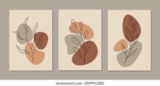 set of simple wall decor templates with beautiful hand drawn flower shape decorations. abstract botanical background For wallpaper, poster, home interior, waiting room, room room, living room