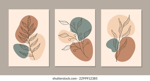 einfache Wandschablonen mit schönen, handgezeichneten Blumendekorationen. abstrakter botanischer Hintergrund Für Tapete, Poster, Heimeinrichtung, Wartezimmer, Zimmer, Wohnzimmer