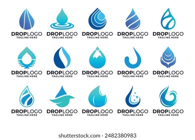 Set of simple water drop logo design