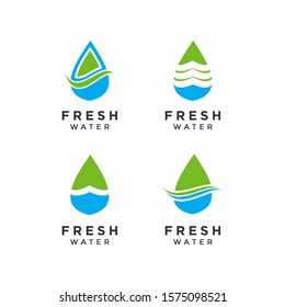 set simple water fresh and health logo design