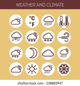 Set of simple weather and climate icons