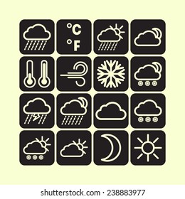 Set of simple weather and climate icons