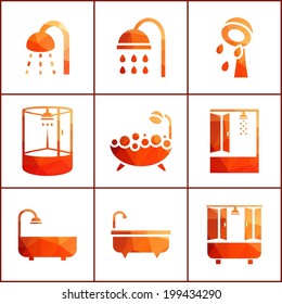 Set of  simple web icons (bathtub, shower, douche ), vector illustration
