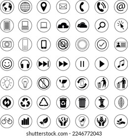 Set of simple web icons. Universal web icons set for use in web and mobile interfaces.