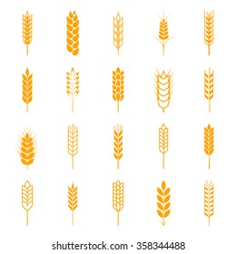 Set of simple wheat ears icons