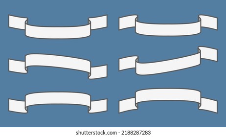 A set of simple white paper ribbons on a blue background.