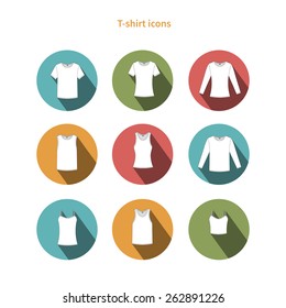 Set of simple white plane men's and women's clothes icons. Vector buttons for your website.
