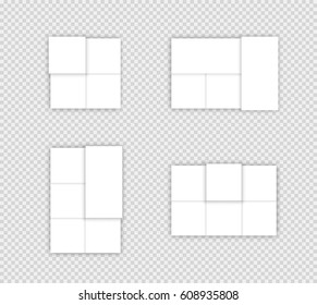 Set of Simple White Vector Text Boxes With Shadows C
