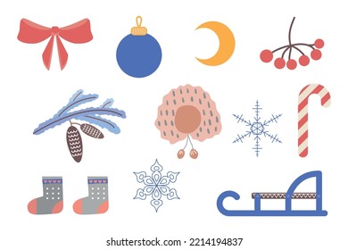 A set of simple winter illustrations. vector illustration