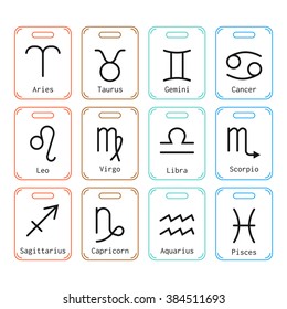 Set of simple zodiac icons for horoscopes, predictions. Zodiac signs 