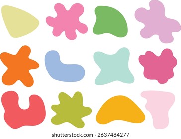 Set of simply doodle random shapes. Modern colorful organic blob fluid form collection