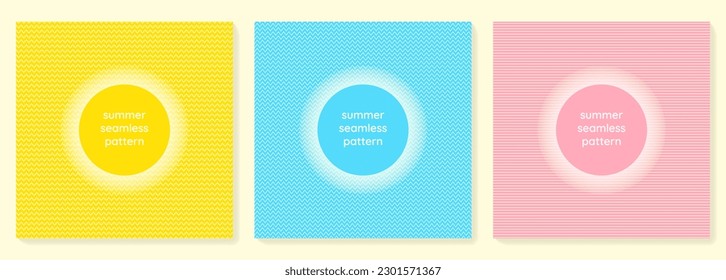 Set of simply summer seamless patterns. Vector illustration minimalistic geometric design.