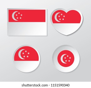 set of singapore flag vector illustration