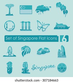 Set of Singapore flat icons for Web and Mobile Applications