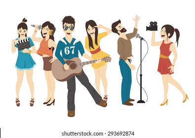 Set of Singer and musicians   , eps10 vector format