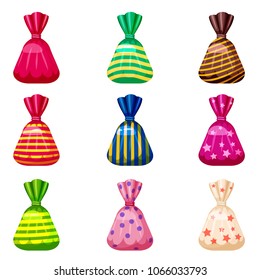 Set single cartoon candies, candy. Illustration, isolated on white. Cartoon style