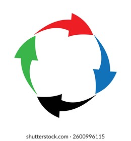 Set of single headed curve red, black, blue, arrows. One sided curved arrow icon. Black and red arrows set. Single side head arrows. Black, red, blue, green arrow. Replaceable vector design.