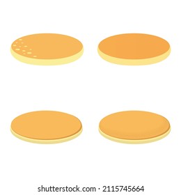 Set of single pancakes, isolated on white background, eps 10. Vector illustration, flat cartoon.