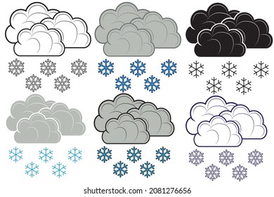 Set of Single weather icon - Cloud with Snow. Illustration on white