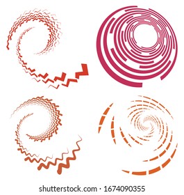 Einfarbiger, einfarbiger Twirl, wirl. Form mit Rotation, Drehen, Spiralverzeichnung. Design-Element Helix, Volt und Bindfäden