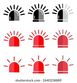 Set of Siren fire alarm sign, signal danger symbol, ambulance alert vector illustration .
