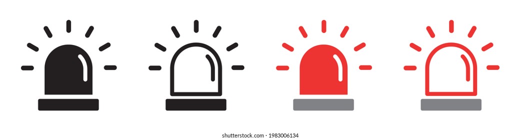 Set of siren icons, alarm siren. Emergency alert symbols. Vector illustration.