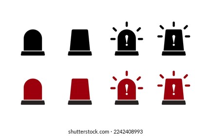 Set of siren icons, alarm siren. Emergency alert symbols. Vector illustration.