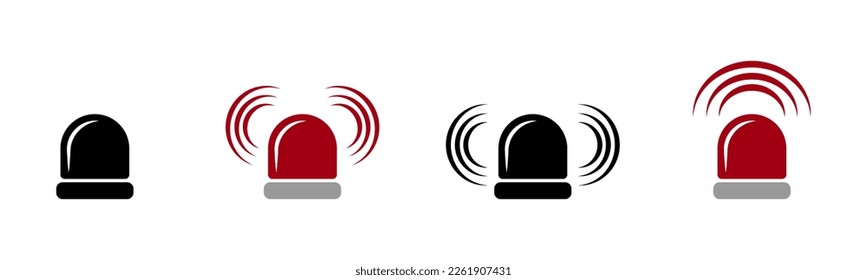 Set of siren icons, alarm siren. Emergency alert symbols. Vector illustration.