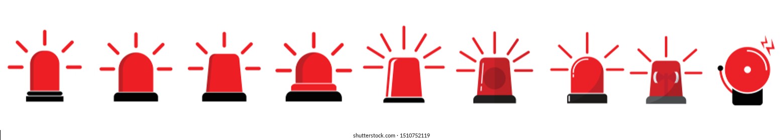 set of Siren vector icon ,Alarm symbol,Siren Icon in trendy flat style isolated on grey background