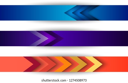 conjunto de colores de cabecera abstracta del sitio azul, púrpura y rosa con flechas