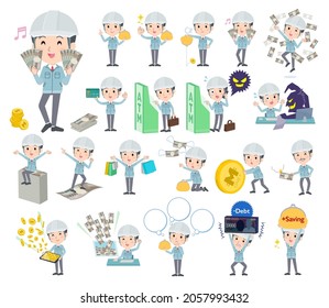 A set of site foreman men with concerning money and economy.It's vector art so easy to edit.