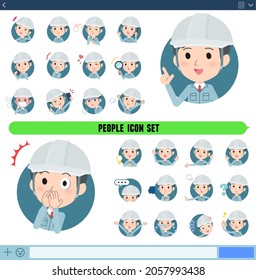 A set of site foreman men with expresses various emotions In icon format.It's vector art so easy to edit.