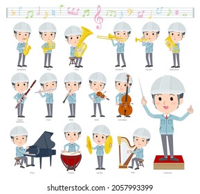 A set of site foreman men on classical music performances.It's vector art so easy to edit.
