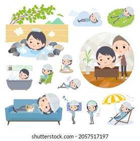 A set of site foreman women about relaxing.It's vector art so easy to edit.