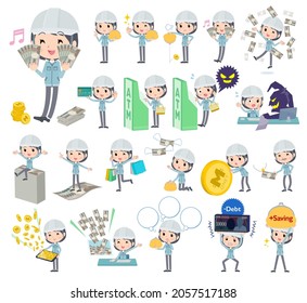 A set of site foreman women with concerning money and economy.It's vector art so easy to edit.