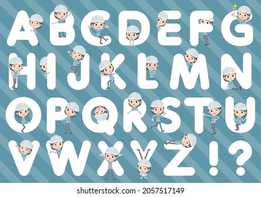 A set of site foreman women designed with alphabet.It's vector art so easy to edit.