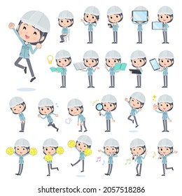 A set of site foreman women with digital equipment such as smartphones.It's vector art so easy to edit.