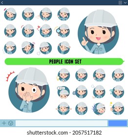 A set of site foreman women with expresses various emotions In icon format.It's vector art so easy to edit.