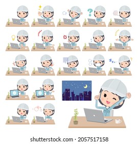 A set of site foreman women on desk work.It's vector art so easy to edit.