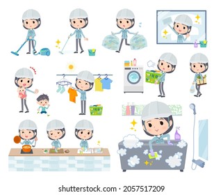 A set of site foreman women related to housekeeping such as cleaning and laundry.It's vector art so easy to edit.