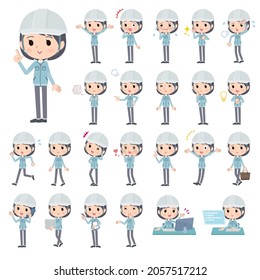 A set of site foreman women with who express various emotions.It's vector art so easy to edit.