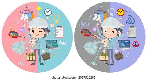A set of site foreman women who perform multitasking in offices and private.It's vector art so easy to edit.