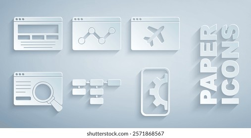 Set Site map, Website template, UI or UX design, development, statistic and  icon. Vector