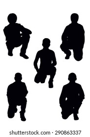 set of sitting boys silhouette