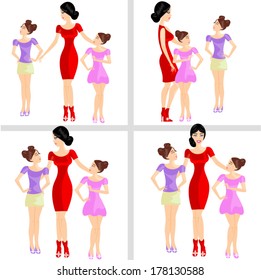 Set the situation of the mother with daughters/ Set the situation