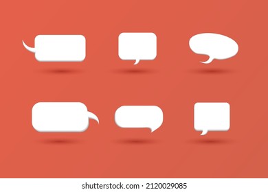 Set of six 3D speech bubble icons, isolated on pink background. 3D Chat icon set. Suitable for your character design