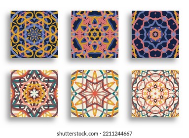 Set of six abstract backgrounds. Hand drawn. Contemporary modern trendy vector illustrations. Every background is isolated. Pastel colors