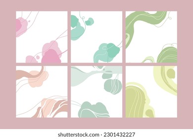 Set of six abstract backgrounds. Trendy vector illustration. Each background features earth tones and natural colors